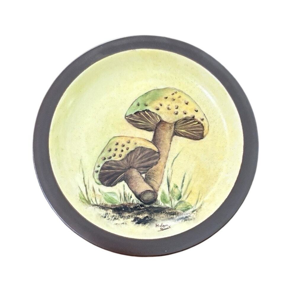 1970s Franciscan Hand Painted Mushroom Plate Signed Artist Helen Black VTG